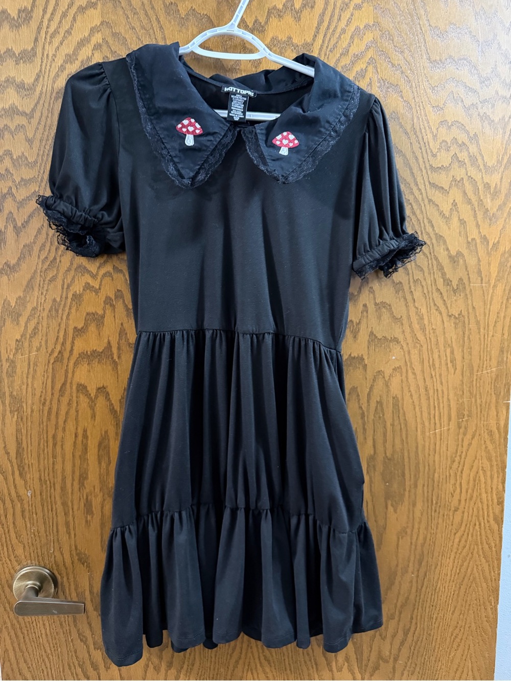 Hot Topic Women’s Dress Small Black Mushroom Embroidered Cottagecore